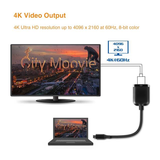 Vantec CB-CU300DP12 VLink USB C To DisplayPort 1.2 4K/60Hz Active Adapter | CB-CU300DP12