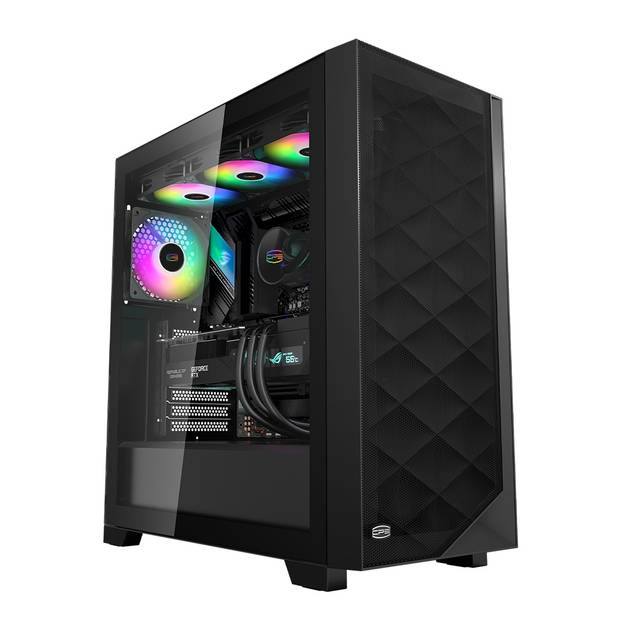 PCCOOLER C3-D510BKP3-GL CPS C3D510 ARGB BK PC Case with 3 ARGB Fans Desktop Computer Case Gaming PC Case for E-ATX / ATX / M-ATX / ITX, 375MM Graphics Cards Support, Liquid Cooler Support, Easy Installation, Cable Storage, SPCC Metal | C3-D510BKP3-GL