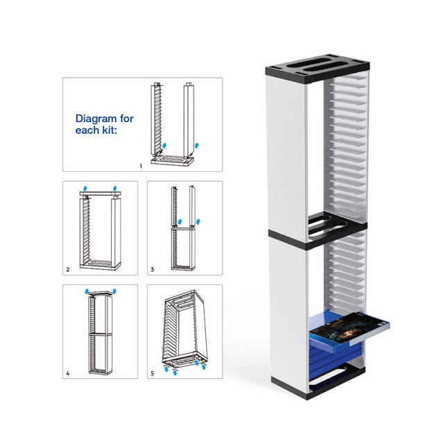 DOBE TP5-0519 Video Game Storage Stand Tower for PS5/ PS4/ PS3/ Xbox Series S and X/Xbox one Game, Universal Game Disc Holder Vertical Stand Organizer Tower, 36-Layer CD storage stand | TP5-0519