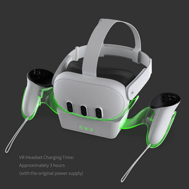 DOBE TY-3835 VR Charging Cradle for Meta/Oculus Quest 3 Charge Controllers Headset Simultaneously Charging Station Accessories Anti-Slip with Indicator Light for Meta/Oculus Quest 3 VR charger stand | TY-3835