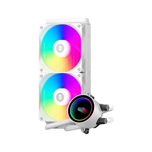 PCCOOLER CPS - DA240 ARGB WH CPU Liquid Cooler with 120mm PWM ARGB FAN, Brand New Low-noise Pump, Pre-mounted Fans on Radiator. For Intel: LGA115X/1200/1700/1851/20XX/AMD AM4/AM5 | DA240 ARGB WH