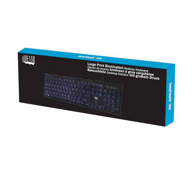 ADESSO AKB-139EB Large Print Illuminated Desktop Keyboard | AKB-139EB