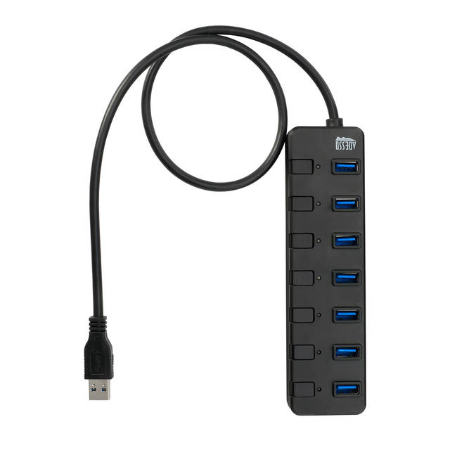 ADESSO AUH-3070P 7-Port USB 3.0 Hub with Individual Power Switch and Power Adapter | AUH-3070P