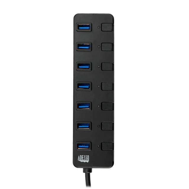 ADESSO AUH-3070P 7-Port USB 3.0 Hub with Individual Power Switch and Power Adapter | AUH-3070P