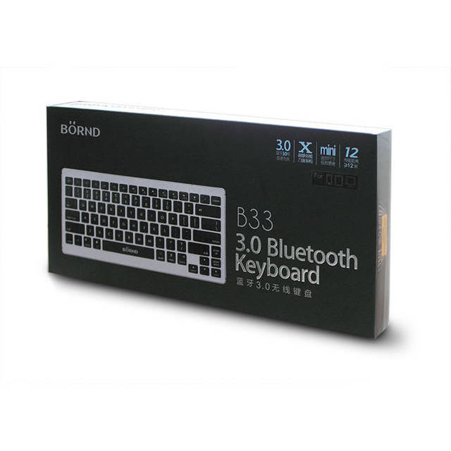 Bornd B33 Wireless Bluetooth 3.0 Keyboard for PC/ipad 1,2,3, Mini/Tablet/Smart Phone (Silver) | B33 SILVER