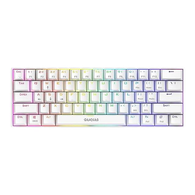 Gamdias GD-HERMES E3 RED WH 61 Key RGB Mechanical Gaming Keyboard, Red Switch, Certified Optical Switches, N-Key Rollover and Anti-Ghosting Functionality (White) | GD-HERMES E3 RED WH