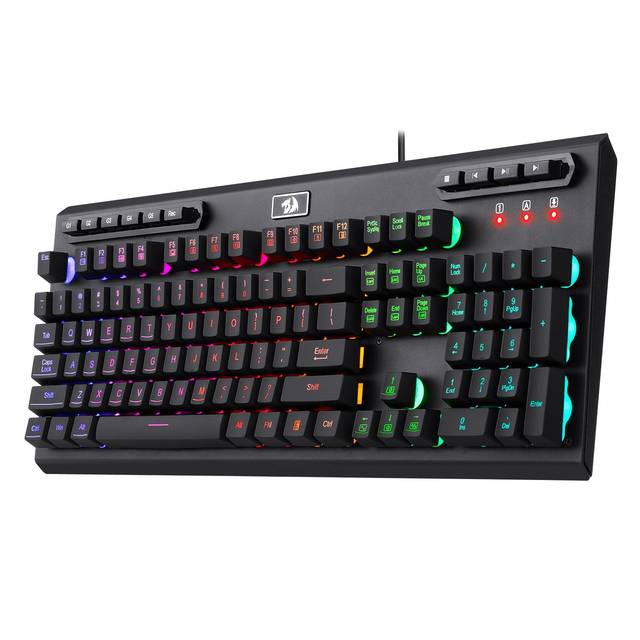 Redragon K513 RGB Membrane Gaming Keyboard, Standard 104 Keys Linear Mechanical-Feel Keyboard w/ 5 Extra On-Board Macro G Keys, Dedicated Media Control, Solid Metal Top Case | K513