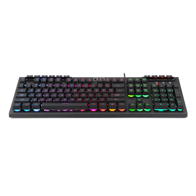 Redragon K513 RGB Membrane Gaming Keyboard, Standard 104 Keys Linear Mechanical-Feel Keyboard w/ 5 Extra On-Board Macro G Keys, Dedicated Media Control, Solid Metal Top Case | K513