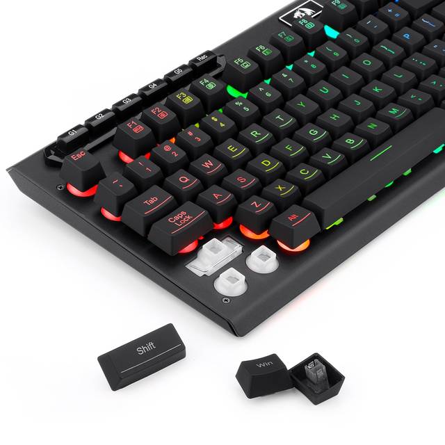 Redragon K513 RGB Membrane Gaming Keyboard, Standard 104 Keys Linear Mechanical-Feel Keyboard w/ 5 Extra On-Board Macro G Keys, Dedicated Media Control, Solid Metal Top Case | K513