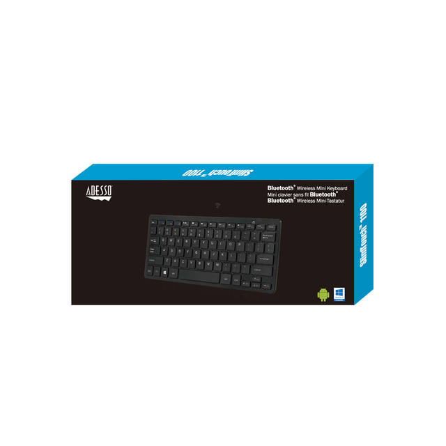 Adesso WKB-1100BB Bluetooth Wireless SlimTouch Mini Keyboard for Windows/Android OS | WKB-1100BB