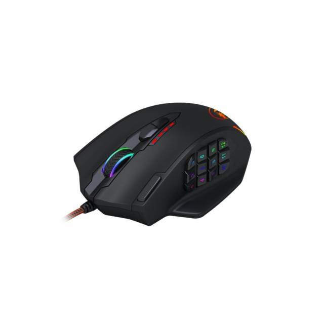 Redragon M908 12400 DPI IMPACT MMO Gaming Mouse w/ 18 Programmable Buttons, Weight Tuning Cartridge, 12 Side Buttons | M908