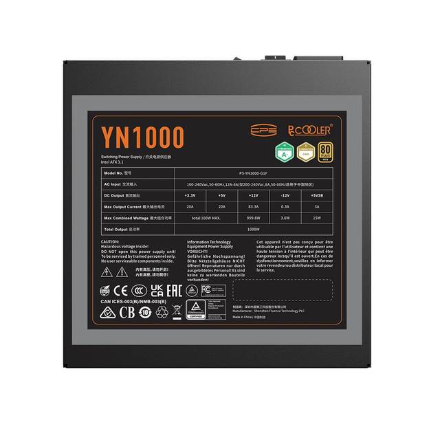 PCCOOLER P5-YN1000-G1FFBK1-US 1000W Gold Modular ATX 3.1 Power Supply | YN1000