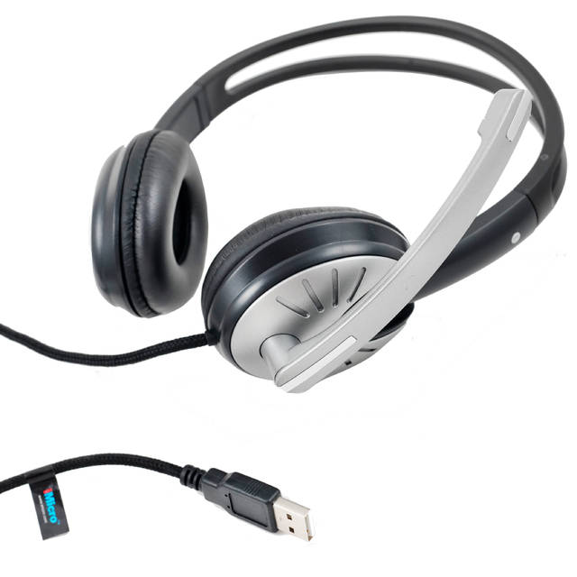 iMicro SP-IMME282 Wired USB Headphone w/ Microphone & Volume Control (Black) | SP-IMME282