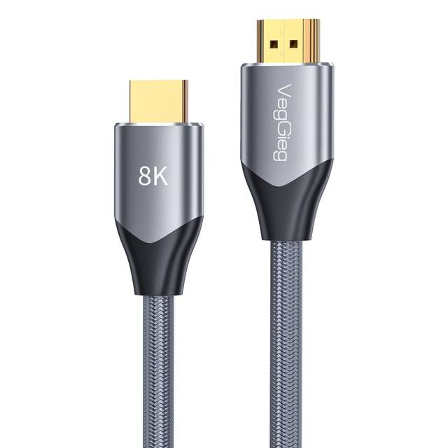 VegGieg V-H403 8K HDMI Cable 48Gbps 6.6FT/2M, Braided Cord-4K@120Hz 8K@60Hz, DTS:X, HDCP 2.2 & 2.3, HDR 10 Compatible with TV/PS5/HDTV/Blu-ray | V-H403