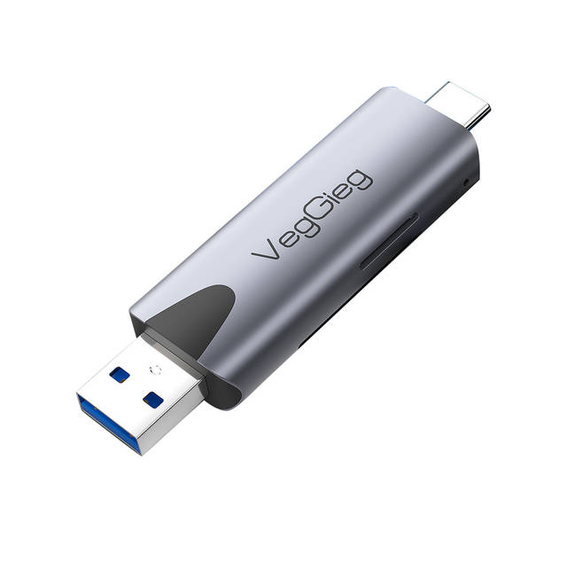 VegGieg V-C307 SD Card Reader, Dual Connector USB 3.0/USB C Memory Reader Adapter - Supports TF, Micro SD, Compatible with MacBook Pro, Air, iPad Galaxy S21 etc. | V-C307