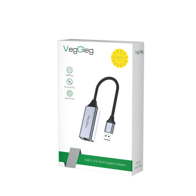 VegGieg V-K306 USB to Ethernet Adapter, Driver Free USB 3.0 to 100/1000 Gigabit Ethernet LAN Network Adapter, RJ45 Internet Adapter | V-K306