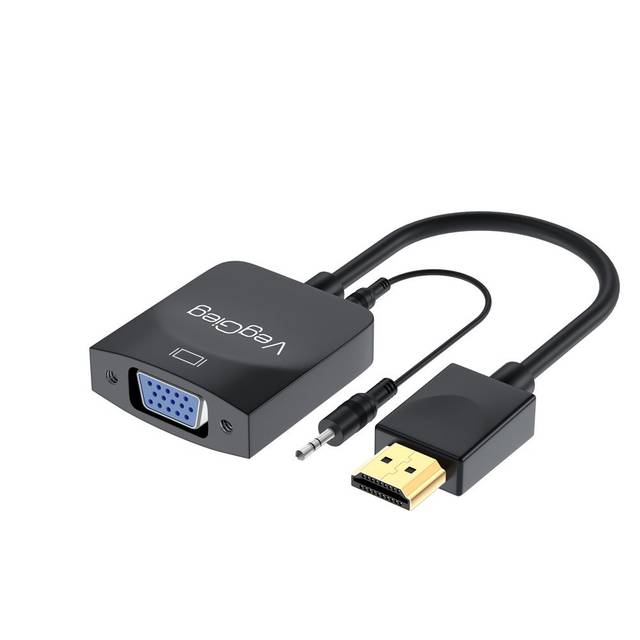 VegGieg V-Z902 HDMI to VGA, Gold-Plated HDMI to VGA Adapter (Male to Female) for Computer, Desktop, Laptop, PC, Monitor, Projector, HDTV, Chromebook, Raspberry Pi, Roku, Xbox and More - Black | V-Z902