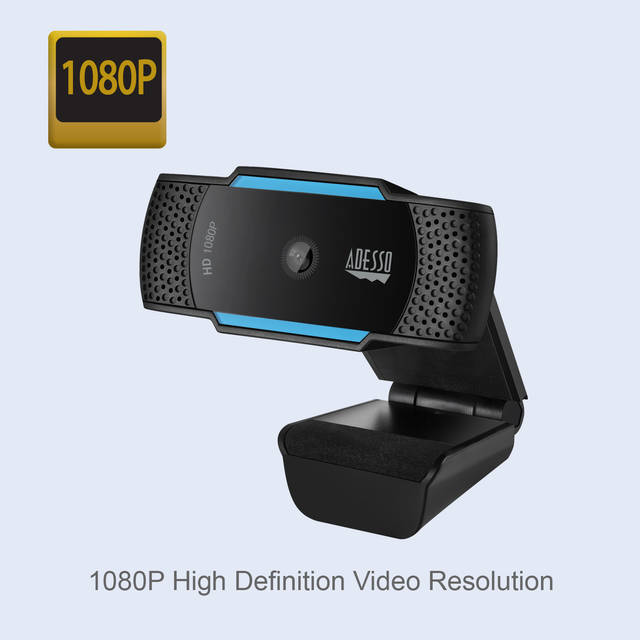 Adesso CYBERTRACK H5-TAA 1080P HD Auto Focus Webcam with Built-in Dual Microphone, Tripod mount and Privacy Shutter Cover TAA Compliant | CYBERTRACK H5-TAA